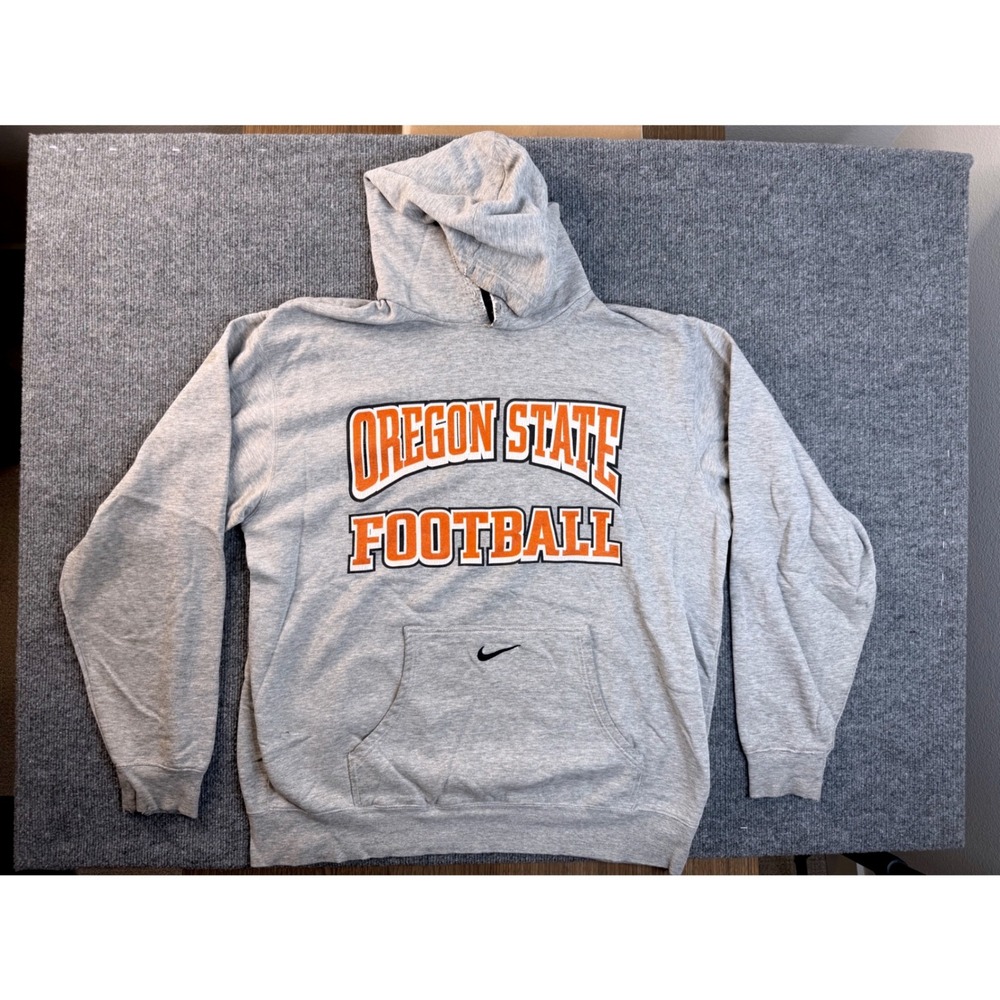 Nike Oregon State Football Hoodie Mens XLT Gray Graphic Pullover Sweatshirt Y2K
